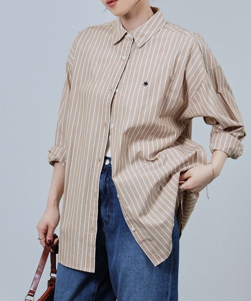 POLO BCS（ポロ ビーシーエス）の「POLO British Country Spirit ワンポイント刺繍オーバーシャツ（シャツ/ブラウス・レディース・ブルー/オフホワイト/ベージュ/ブラック・M/L）」の3枚目の写真