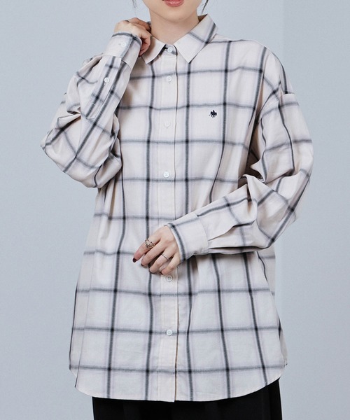 POLO BCS（ポロ ビーシーエス）の「POLO British Country Spirit ワンポイント刺繍オーバーシャツ（シャツ/ブラウス・レディース・ブルー/オフホワイト/ベージュ/ブラック・M/L）」の15枚目の写真