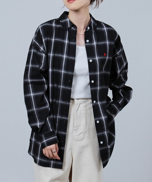 POLO BCS（ポロ ビーシーエス）の「POLO British Country Spirit ワンポイント刺繍オーバーシャツ（シャツ/ブラウス・レディース・ブルー/オフホワイト/ベージュ/ブラック・M/L）」の19枚目の写真