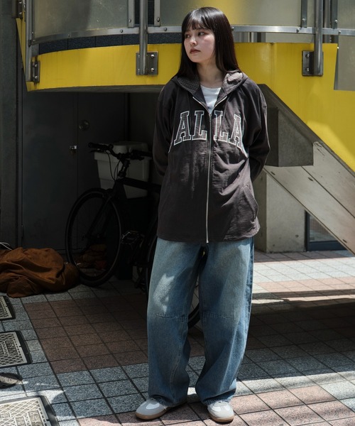 WEGO（ウィゴー）の「WEGO/スラブチェックロゴジップパーカー（パーカー・メンズ・チャコールグレー/ワイン・LARGE/MEDIUM）」の4枚目の写真