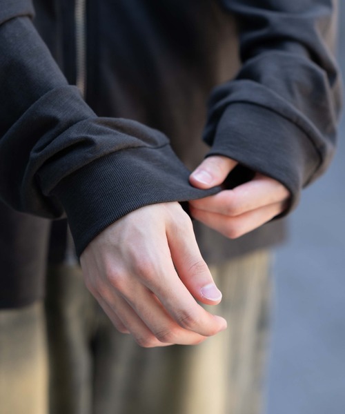 WEGO（ウィゴー）の「WEGO/スラブチェックロゴジップパーカー（パーカー・メンズ・チャコールグレー/ワイン・LARGE/MEDIUM）」の8枚目の写真