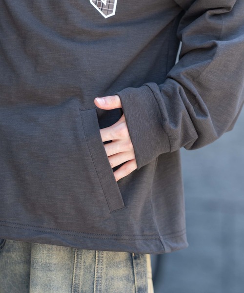 WEGO（ウィゴー）の「WEGO/スラブチェックロゴジップパーカー（パーカー・メンズ・チャコールグレー/ワイン・LARGE/MEDIUM）」の9枚目の写真