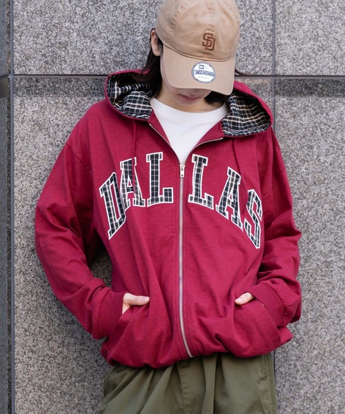 WEGO（ウィゴー）の「WEGO/スラブチェックロゴジップパーカー（パーカー・メンズ・チャコールグレー/ワイン・LARGE/MEDIUM）」の22枚目の写真