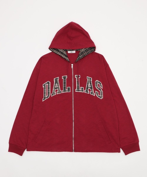 セール】WEGO/【25年秋冬新作】スラブチェックロゴジップパーカー