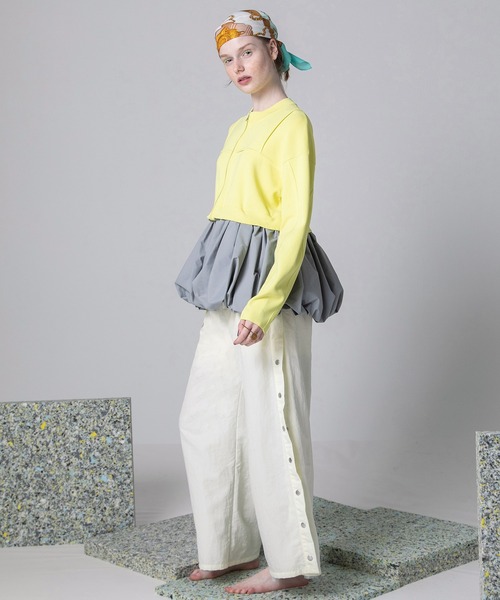 AULA AILA（アウラアイラ）の「パッチワークレースレイヤードワイドパンツ（その他パンツ・レディース・オフホワイト/ブラック/ピンク・0/1）」の9枚目の写真