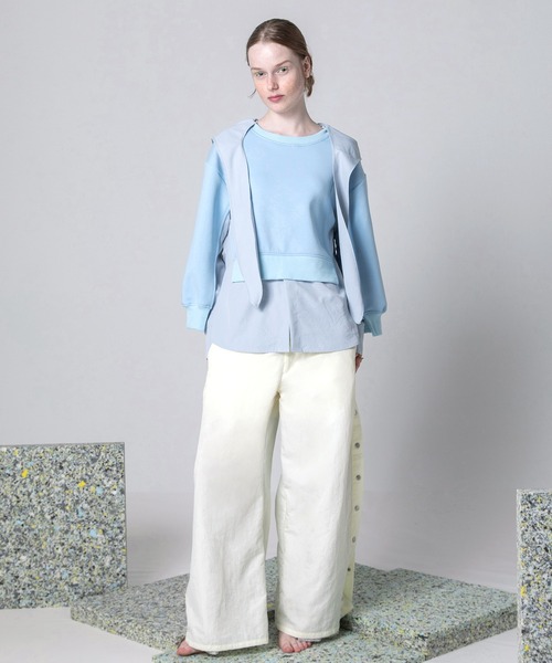 AULA AILA（アウラアイラ）の「パッチワークレースレイヤードワイドパンツ（その他パンツ・レディース・オフホワイト/ブラック/ピンク・0/1）」の13枚目の写真