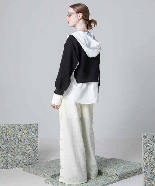 AULA AILA（アウラアイラ）の「パッチワークレースレイヤードワイドパンツ（その他パンツ・レディース・オフホワイト/ブラック/ピンク・0/1）」の17枚目の写真