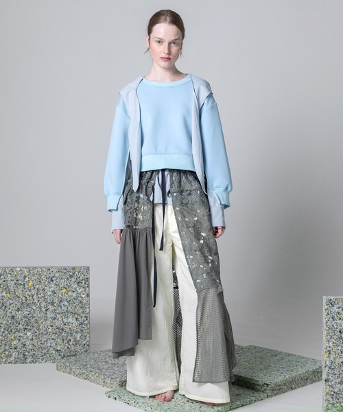 AULA AILA（アウラアイラ）の「パッチワークレースレイヤードワイドパンツ（その他パンツ・レディース・オフホワイト/ブラック/ピンク・0/1）」の15枚目の写真