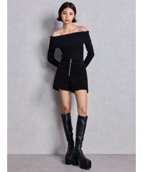 GYDA（ジェイダ）の「mix materialオフショルニットトップス（ニット/セーター・レディース・レッド/ブラック/オフホワイト・FREE）」の15枚目の写真