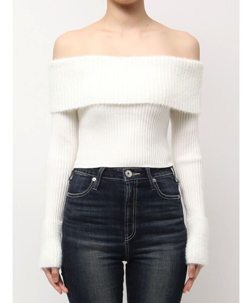 GYDA（ジェイダ）の「mix materialオフショルニットトップス（ニット/セーター・レディース・レッド/ブラック/オフホワイト・FREE）」の17枚目の写真