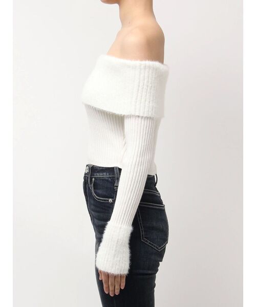 GYDA（ジェイダ）の「mix materialオフショルニットトップス（ニット/セーター・レディース・レッド/ブラック/オフホワイト・FREE）」の18枚目の写真