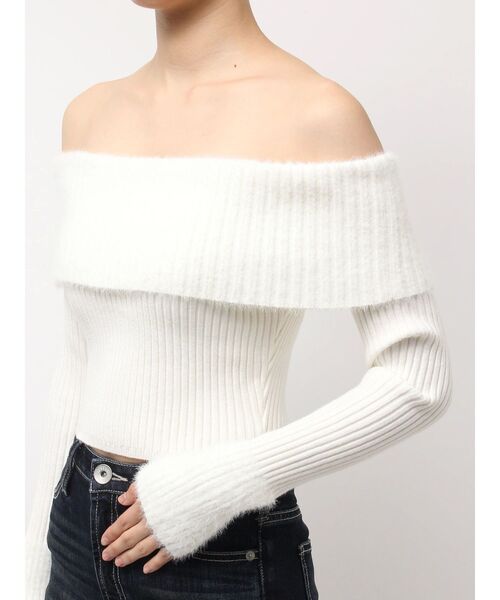 GYDA（ジェイダ）の「mix materialオフショルニットトップス（ニット/セーター・レディース・レッド/ブラック/オフホワイト・FREE）」の21枚目の写真