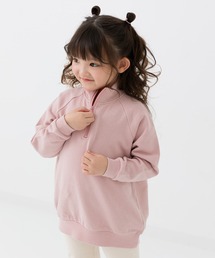 AnnMiru エンブレム　ハーフジップ　スウェット　ピンク AnnMiru エンブレム ハーフジップ スウェット ピンク - メルカリ