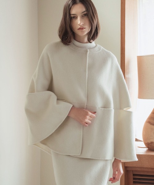 セール】【2025AW】【ウール70％】セットアップ ポンチョ ナロー