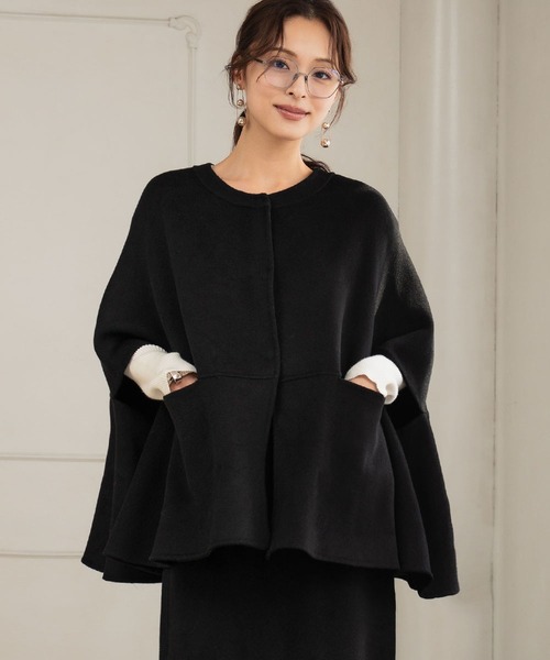 セール】【2025AW】【ウール70％】セットアップ ポンチョ ナロー