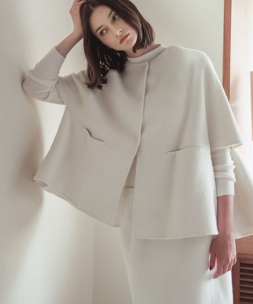 セール】【2025AW】【ウール70％】セットアップ ポンチョ ナロー