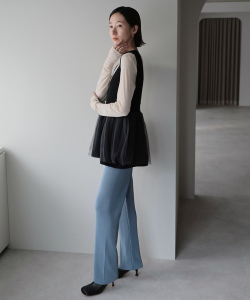 【限定セール】simpleproject ニットベスト セール】【2025 AW】チュールペプラムニットベスト（ベスト