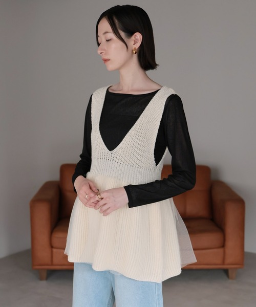セール】【2025 AW】チュールペプラムニットベスト（ベスト