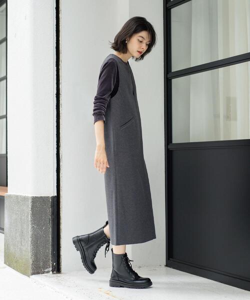 OPAQUE.CLIP（オペークドットクリップ）の「ウールライクジャンパードレス【洗濯機洗い可】（ワンピース・レディース・チャコールグレー/ベージュ/キャメル・40/38/36/42）」の6枚目の写真
