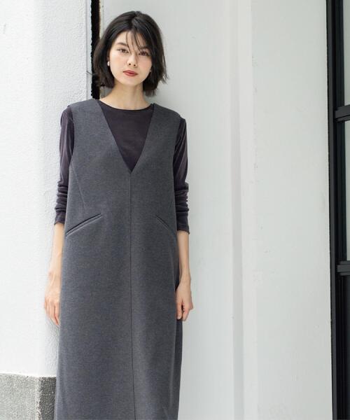 OPAQUE.CLIP（オペークドットクリップ）の「ウールライクジャンパードレス【洗濯機洗い可】（ワンピース・レディース・チャコールグレー/ベージュ/キャメル・40/38/36/42）」の7枚目の写真