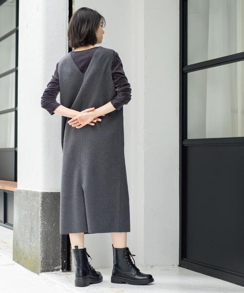 ウールライクジャンパードレス【洗濯機洗い可】（ワンピース）｜OPAQUE
