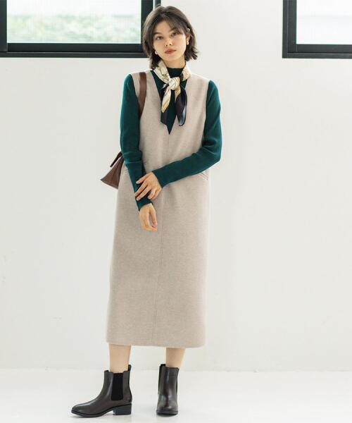 OPAQUE.CLIP（オペークドットクリップ）の「ウールライクジャンパードレス【洗濯機洗い可】（ワンピース・レディース・チャコールグレー/ベージュ/キャメル・40/38/36/42）」の14枚目の写真