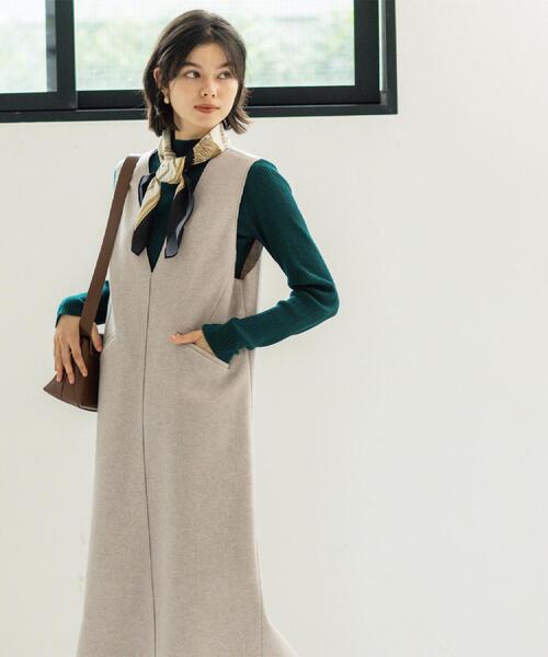 OPAQUE.CLIP（オペークドットクリップ）の「ウールライクジャンパードレス【洗濯機洗い可】（ワンピース・レディース・チャコールグレー/ベージュ/キャメル・40/38/36/42）」の15枚目の写真