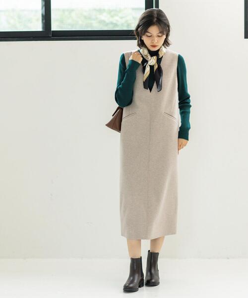 OPAQUE.CLIP（オペークドットクリップ）の「ウールライクジャンパードレス【洗濯機洗い可】（ワンピース・レディース・チャコールグレー/ベージュ/キャメル・40/38/36/42）」の16枚目の写真