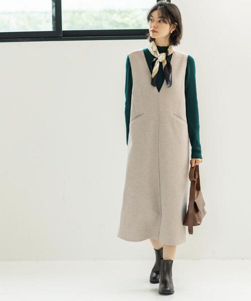 OPAQUE.CLIP（オペークドットクリップ）の「ウールライクジャンパードレス【洗濯機洗い可】（ワンピース・レディース・チャコールグレー/ベージュ/キャメル・40/38/36/42）」の17枚目の写真