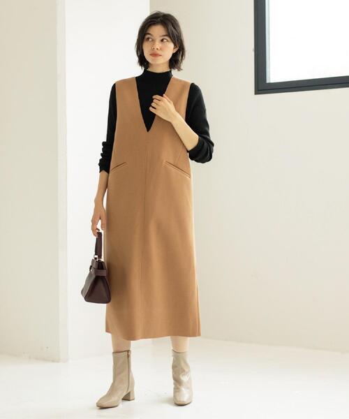 OPAQUE.CLIP（オペークドットクリップ）の「ウールライクジャンパードレス【洗濯機洗い可】（ワンピース・レディース・チャコールグレー/ベージュ/キャメル・40/38/36/42）」の21枚目の写真