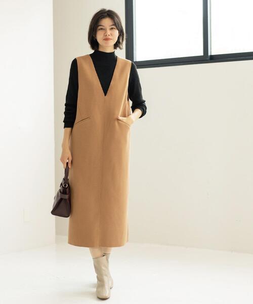 OPAQUE.CLIP（オペークドットクリップ）の「ウールライクジャンパードレス【洗濯機洗い可】（ワンピース・レディース・チャコールグレー/ベージュ/キャメル・40/38/36/42）」の22枚目の写真