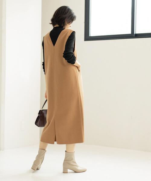 セール】ウールライクジャンパードレス【洗濯機洗い可】（ワンピース