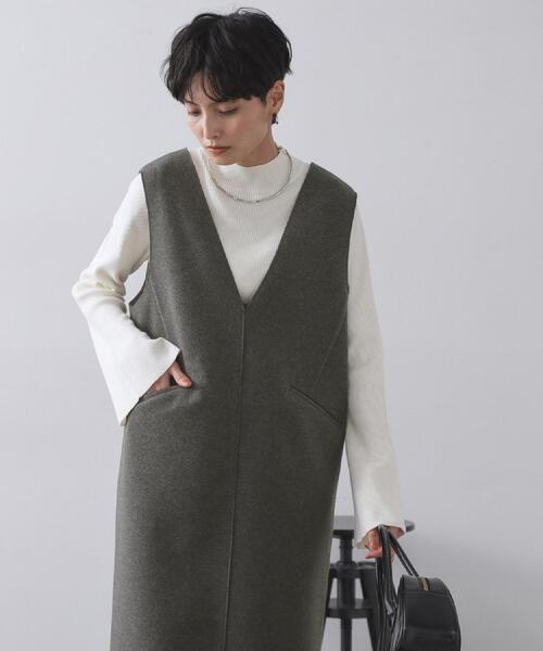 セール】ウールライクジャンパードレス【洗濯機洗い可】（ワンピース