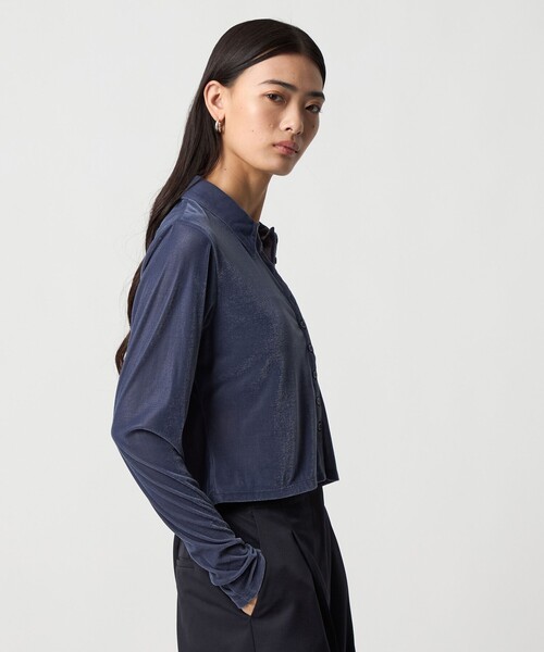 EMMEL REFINES(エメルリファインズ)の「<EMMEL REFINES>EM ベロア エリボタン ロングスリーブ(Tシャツ/カットソー・レディース・ロイヤルブルー/ダークブラウン・FREE)」の6枚目の写真