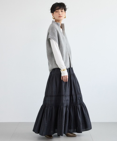 BARNYARDSTORM（バンヤードストーム）の「BARNYARDSTORM / 畦編みZIPベスト（ベスト・レディース・グレー/ネイビー・FREE）」の4枚目の写真