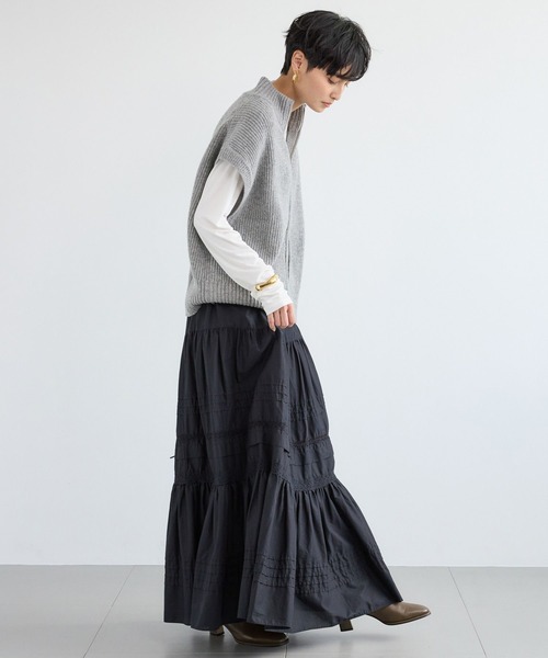 BARNYARDSTORM（バンヤードストーム）の「BARNYARDSTORM / 畦編みZIPベスト（ベスト・レディース・グレー/ネイビー・FREE）」の5枚目の写真