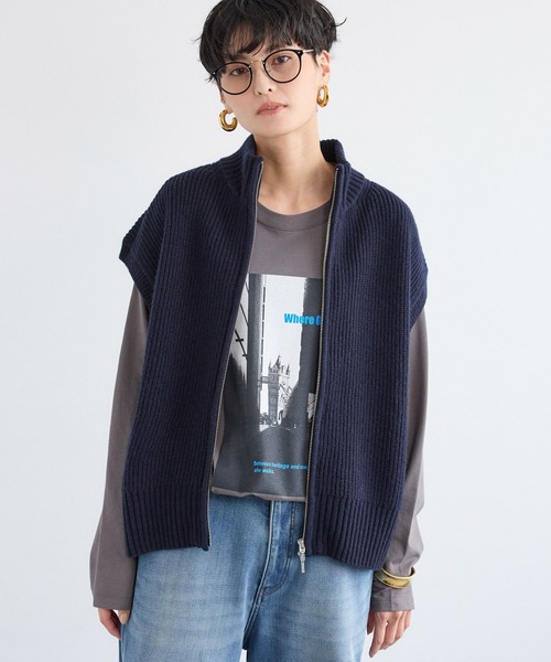 BARNYARDSTORM（バンヤードストーム）の「BARNYARDSTORM / 畦編みZIPベスト（ベスト・レディース・グレー/ネイビー・FREE）」の21枚目の写真