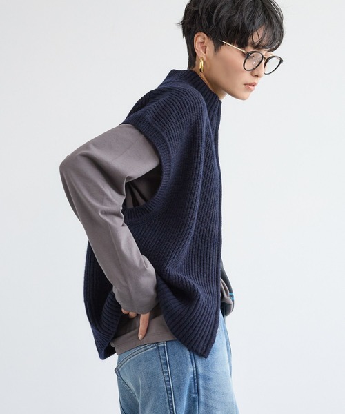 BARNYARDSTORM（バンヤードストーム）の「BARNYARDSTORM / 畦編みZIPベスト（ベスト・レディース・グレー/ネイビー・FREE）」の13枚目の写真