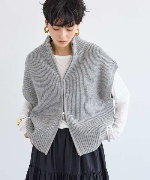 BARNYARDSTORM（バンヤードストーム）の「BARNYARDSTORM / 畦編みZIPベスト（ベスト・レディース・グレー/ネイビー・FREE）」の20枚目の写真