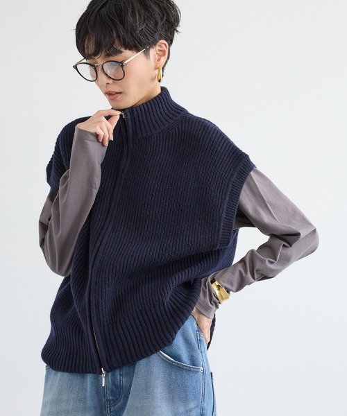 BARNYARDSTORM（バンヤードストーム）の「BARNYARDSTORM / 畦編みZIPベスト（ベスト・レディース・グレー/ネイビー・FREE）」の15枚目の写真