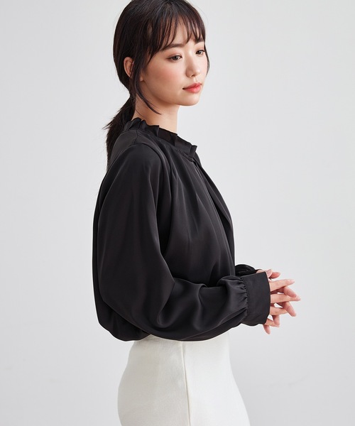 Lace Ladies(レースレディース)の「スタンドカラー タック プリーツ 長袖 ブラウス(シャツ/ブラウス・レディース・ベージュ/ネイビー/ホワイト/ブラック・S/FREE)」の7枚目の写真