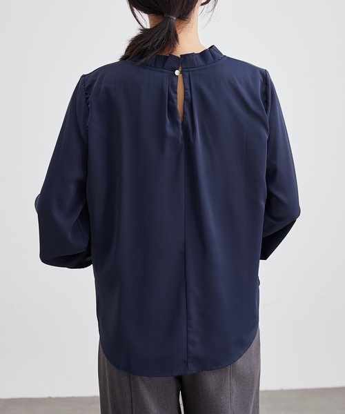 Lace Ladies(レースレディース)の「スタンドカラー タック プリーツ 長袖 ブラウス(シャツ/ブラウス・レディース・ベージュ/ネイビー/ホワイト/ブラック・S/FREE)」の13枚目の写真