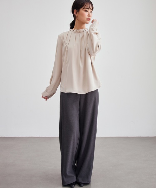 Lace Ladies(レースレディース)の「スタンドカラー タック プリーツ 長袖 ブラウス(シャツ/ブラウス・レディース・ベージュ/ネイビー/ホワイト/ブラック・S/FREE)」の15枚目の写真