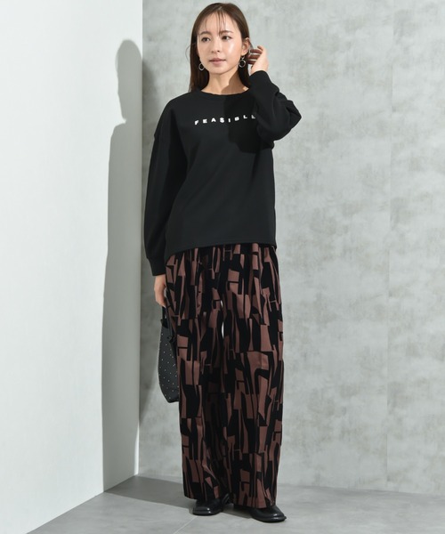 INTERPLANET（インタープラネット）の「ツイルクロスフロッキー幾何柄パンツ（その他パンツ・レディース・ブラック/ブラウン・FREE）」の11枚目の写真