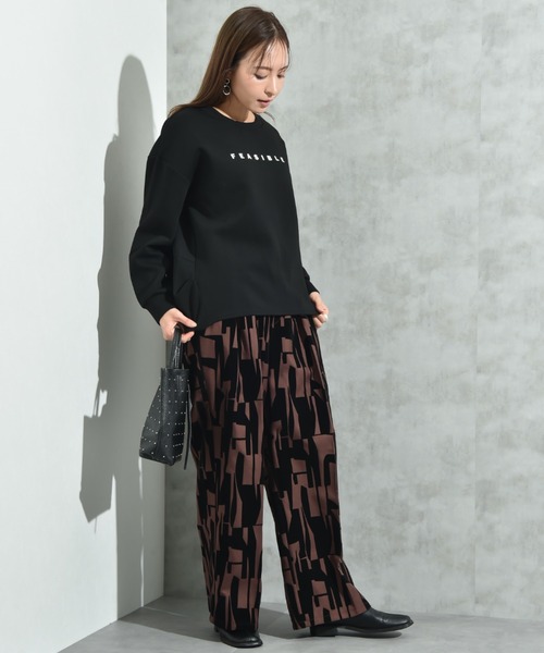 INTERPLANET（インタープラネット）の「ツイルクロスフロッキー幾何柄パンツ（その他パンツ・レディース・ブラック/ブラウン・FREE）」の12枚目の写真