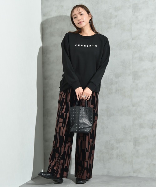 INTERPLANET（インタープラネット）の「ツイルクロスフロッキー幾何柄パンツ（その他パンツ・レディース・ブラック/ブラウン・FREE）」の13枚目の写真