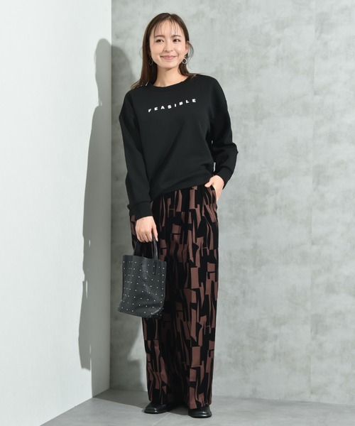 INTERPLANET（インタープラネット）の「ツイルクロスフロッキー幾何柄パンツ（その他パンツ・レディース・ブラック/ブラウン・FREE）」の14枚目の写真