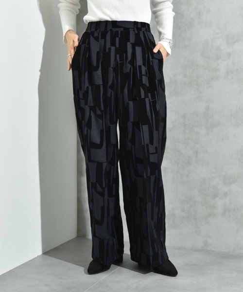 INTERPLANET（インタープラネット）の「ツイルクロスフロッキー幾何柄パンツ（その他パンツ・レディース・ブラック/ブラウン・FREE）」の21枚目の写真