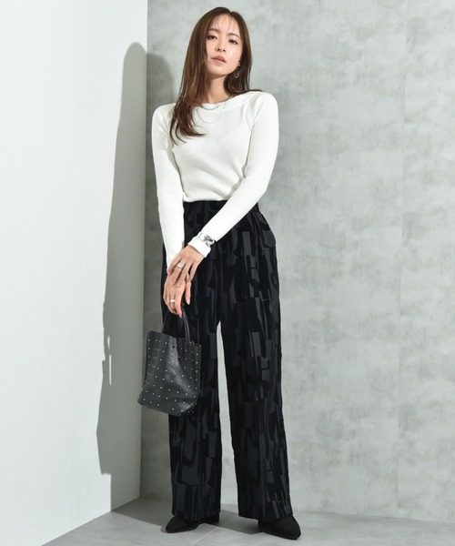 INTERPLANET（インタープラネット）の「ツイルクロスフロッキー幾何柄パンツ（その他パンツ・レディース・ブラック/ブラウン・FREE）」の15枚目の写真