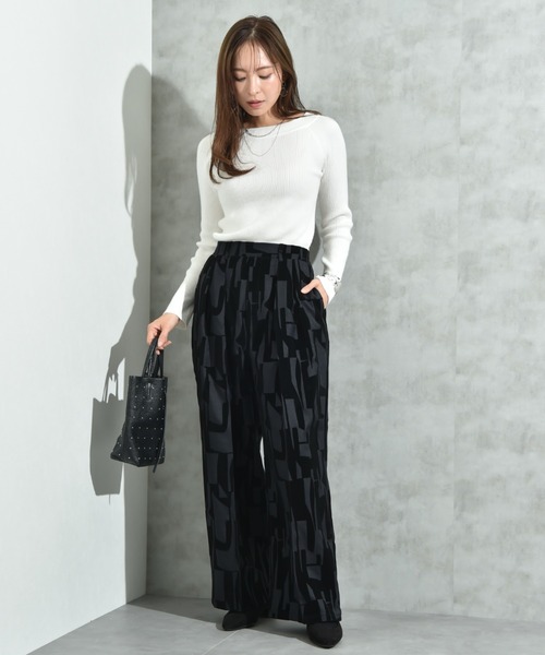 INTERPLANET（インタープラネット）の「ツイルクロスフロッキー幾何柄パンツ（その他パンツ・レディース・ブラック/ブラウン・FREE）」の16枚目の写真